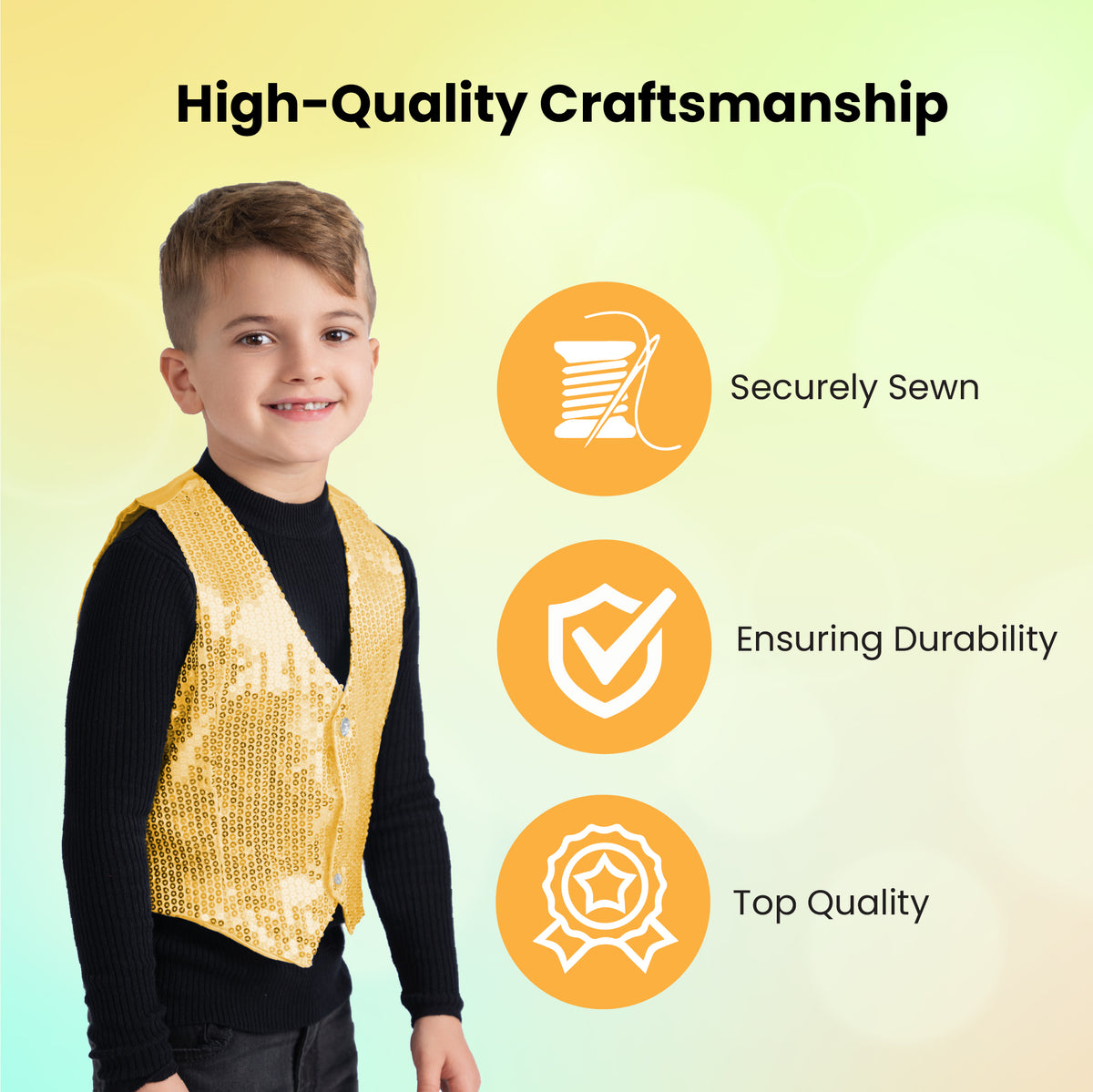 Gold Sequin Vest - Kids