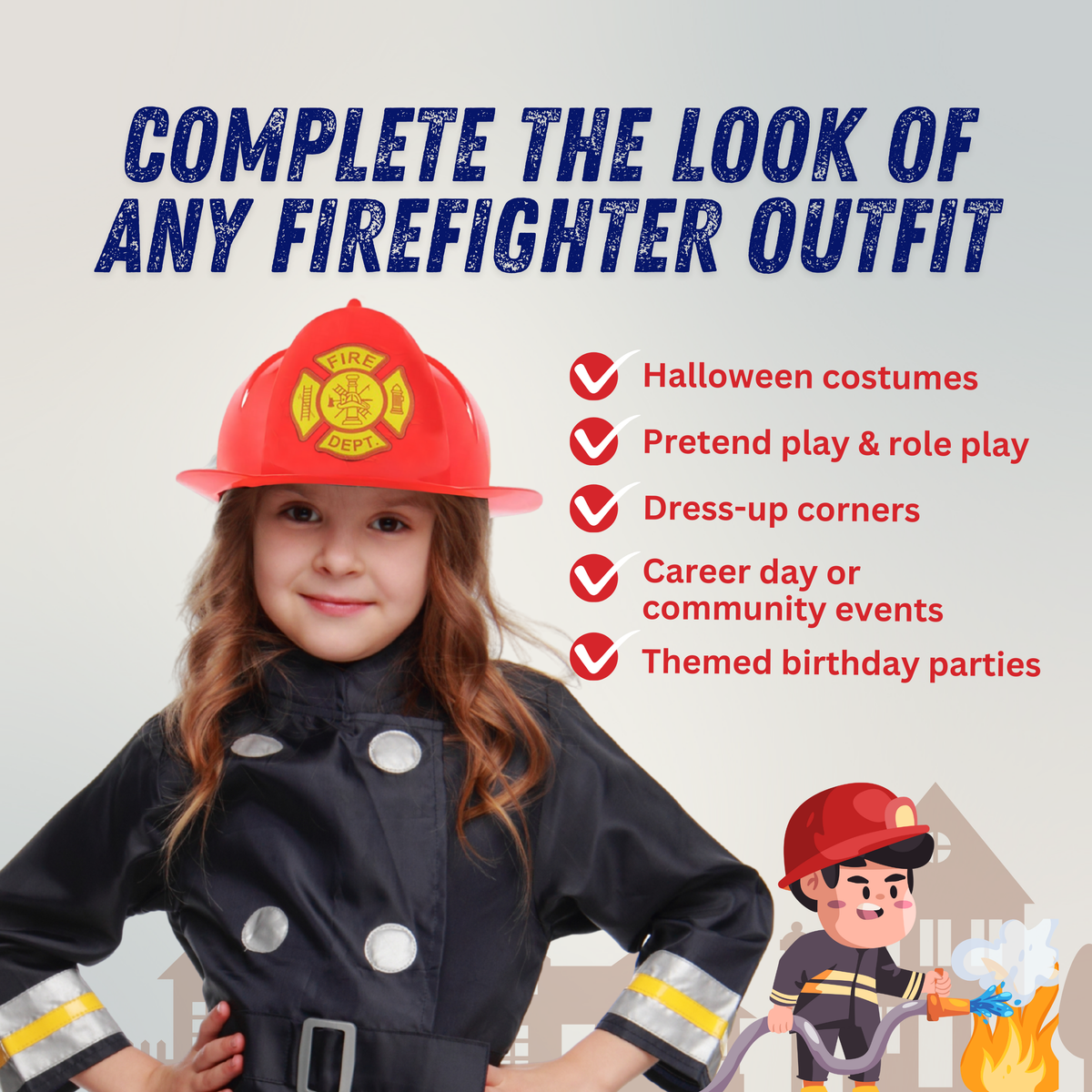 Red Fireman's Helmet - Kids