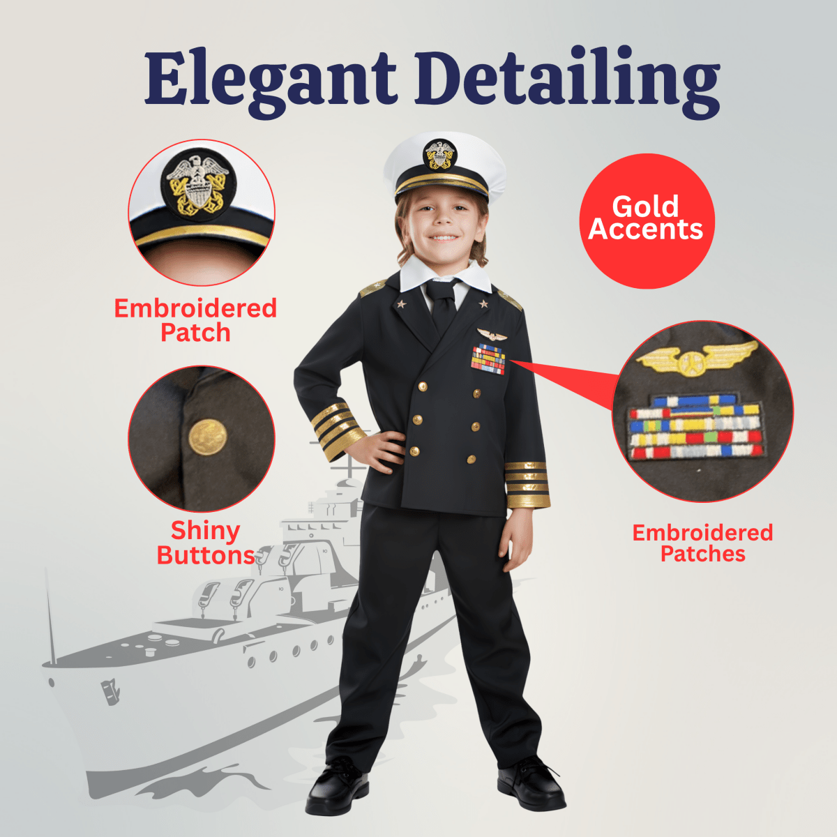 Navy Admiral Costume - Kids
