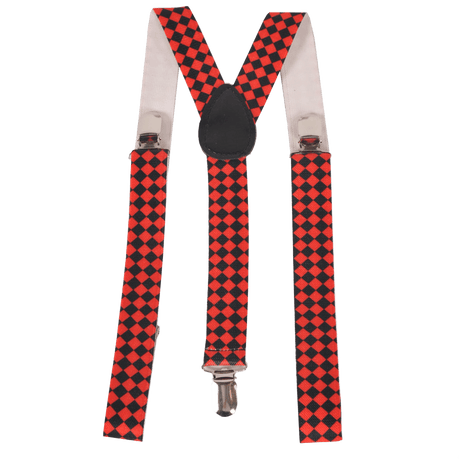 Red Checkerboard Suspenders - Wide