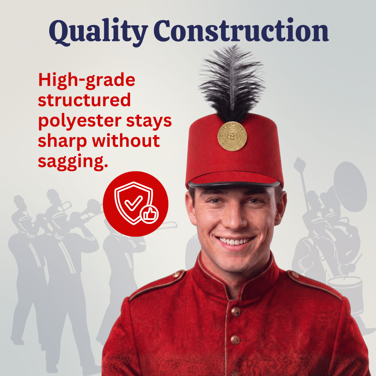 Red Marching Band Hat - Adults