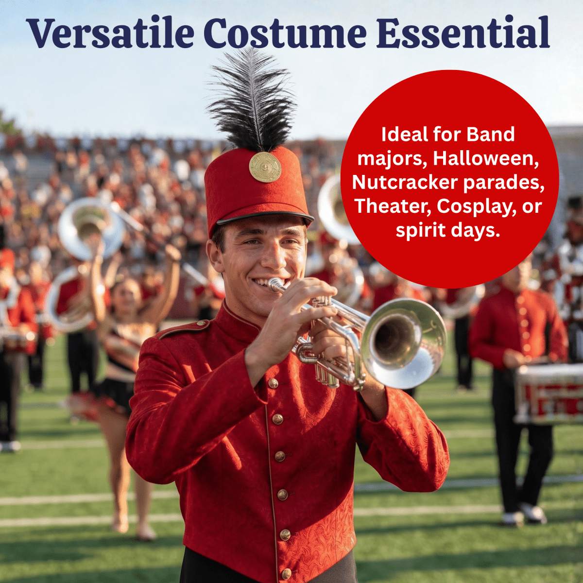 Red Marching Band Hat - Adults