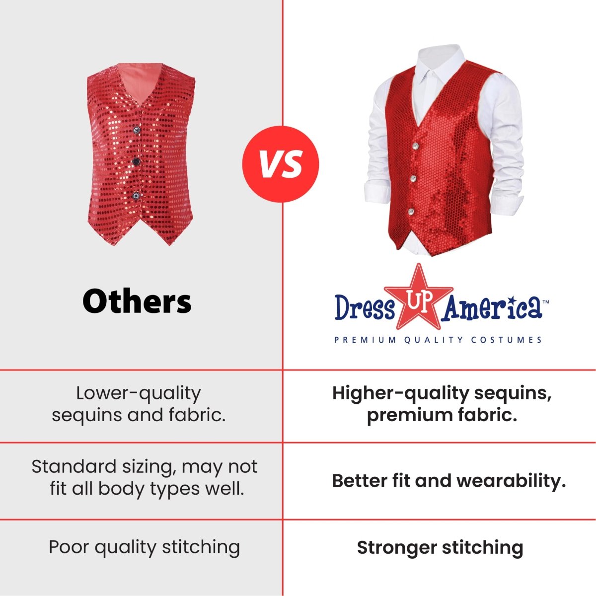 Red Sequin Vest - Adults