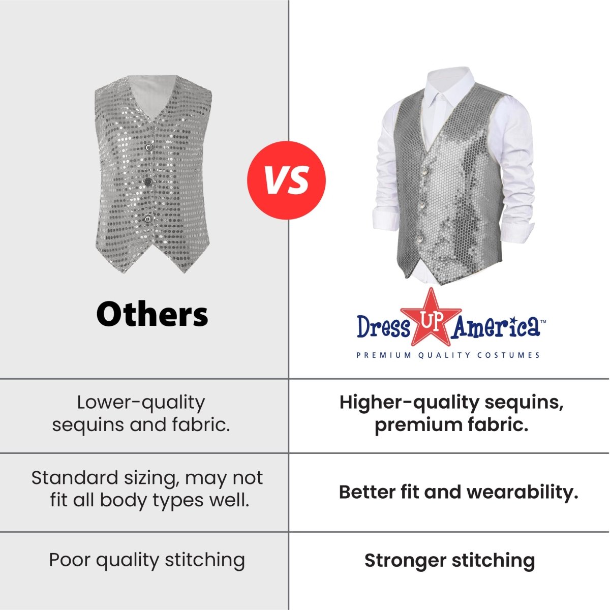 Silver Sequin Vest - Adults