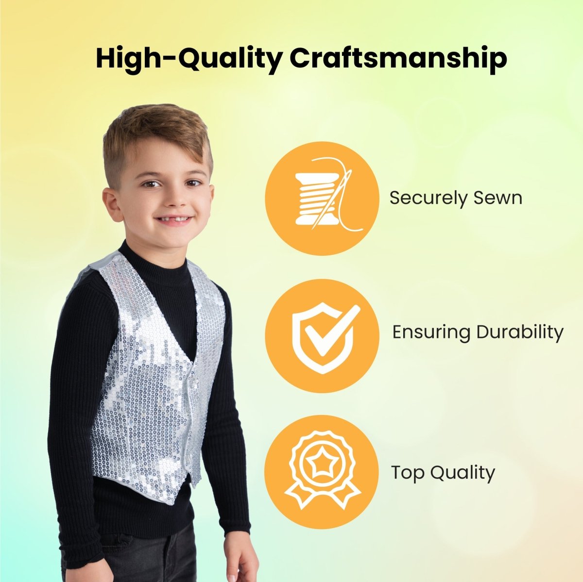 Silver Sequin Vest - Kids