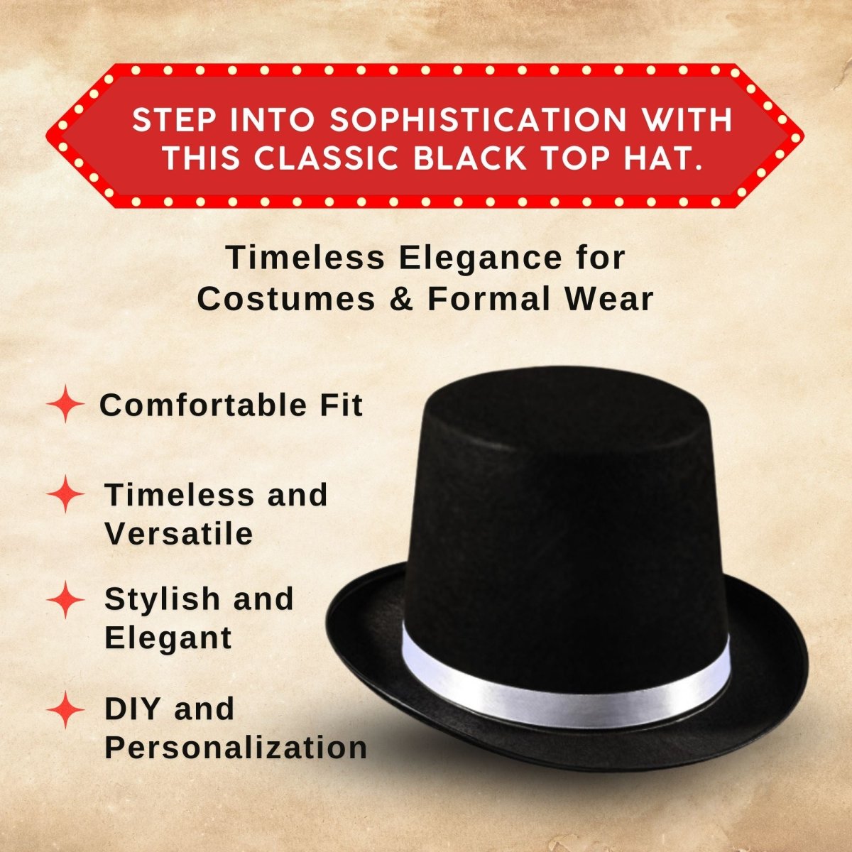 Tuxedo Top Hat - Adults
