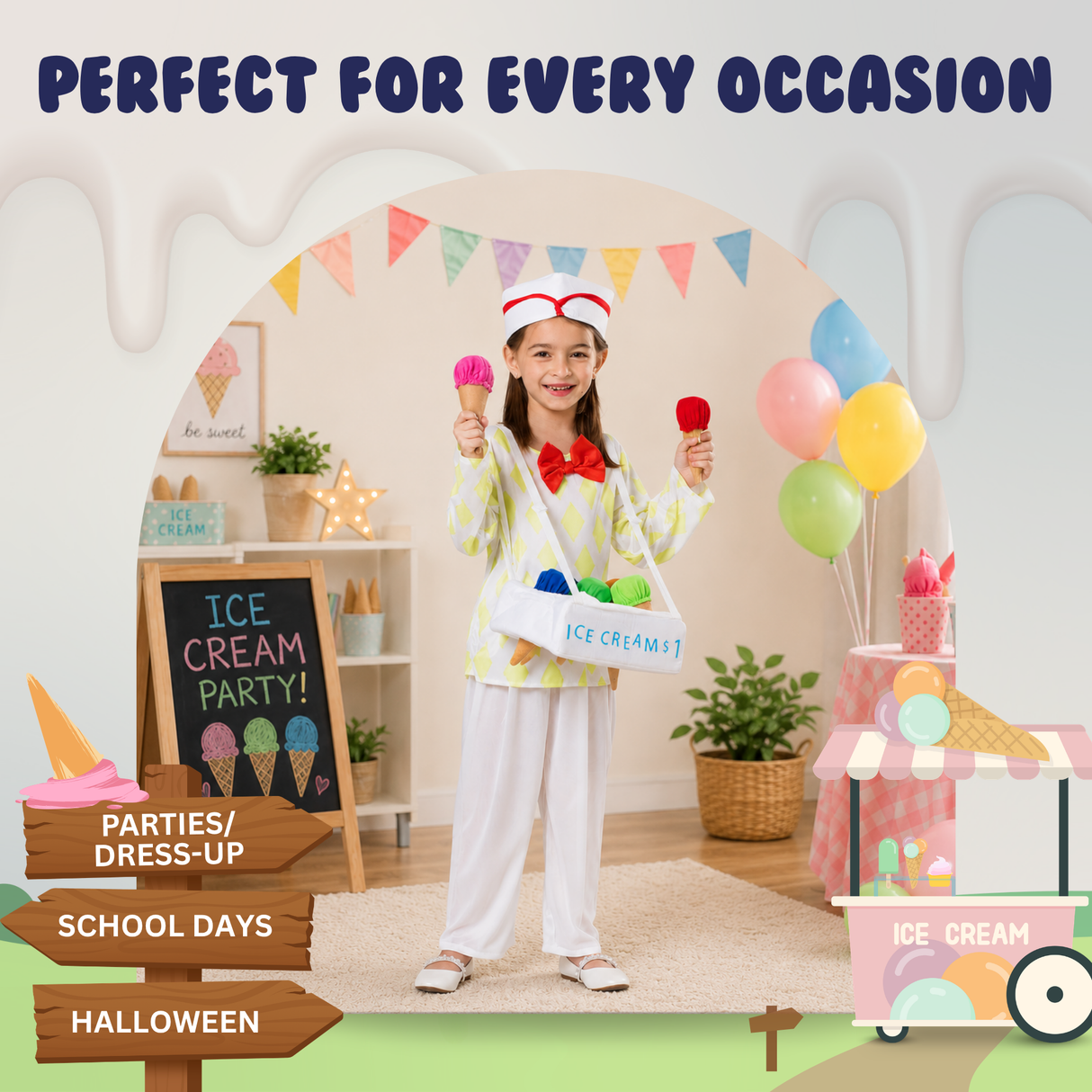Ice Cream Vendor Costume - Kids