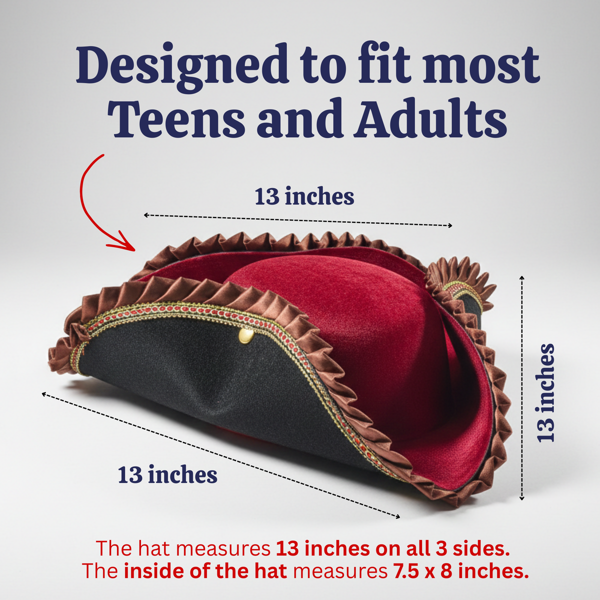 Burgundy Pirate Hat - Adults