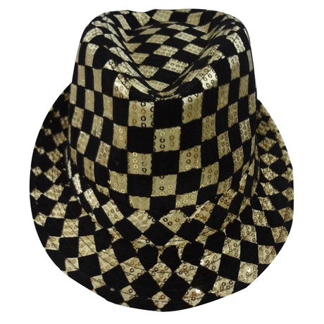 Checkerboard Sequined Fedora Hat