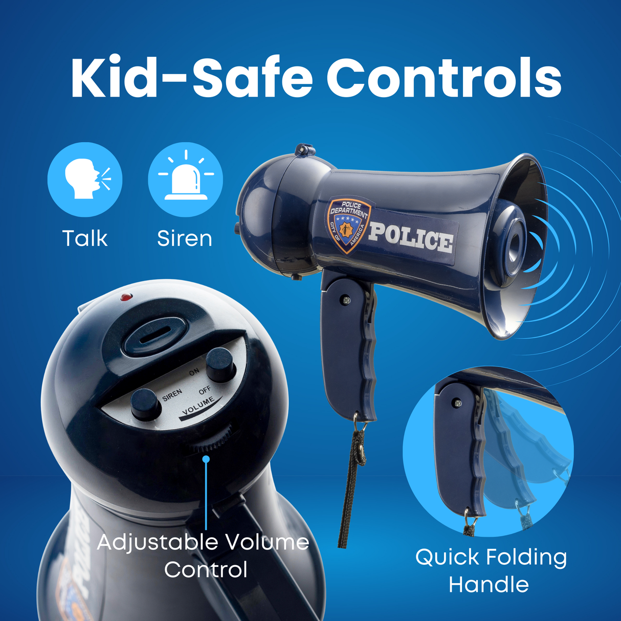 Kids Police Officer Costume Set with Megaphone – Deluxe 12-Piece Police Dress Up Set