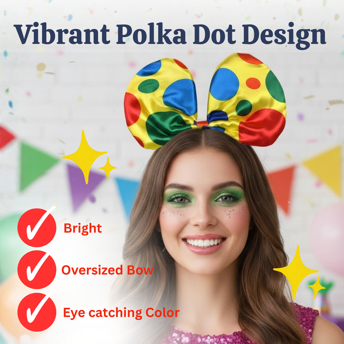 Clown Polka Dot Bow Headband