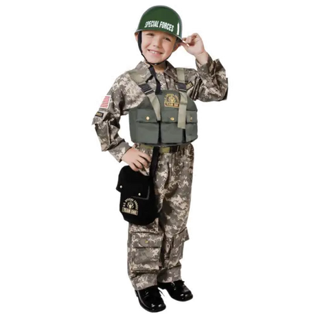a male kid in an army collection