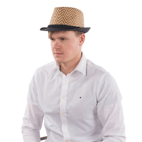 Brown Chevron Fedora Hat