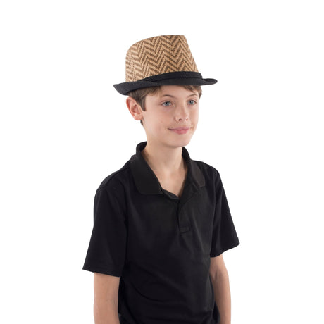 Brown Chevron Fedora Hat