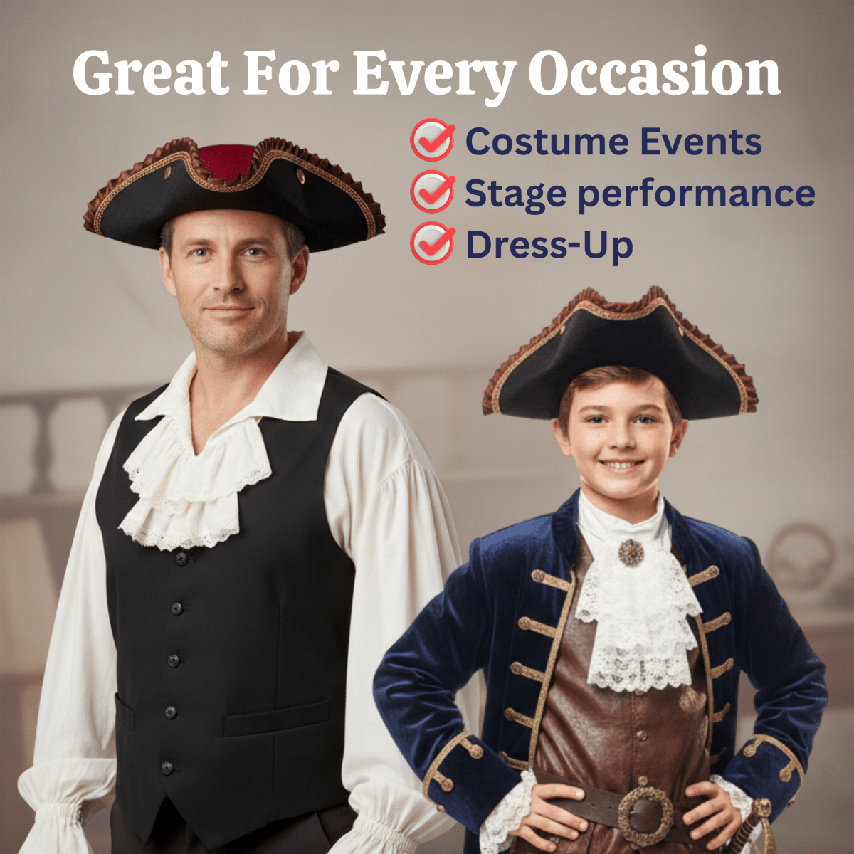 Burgundy Pirate Hat - Adults