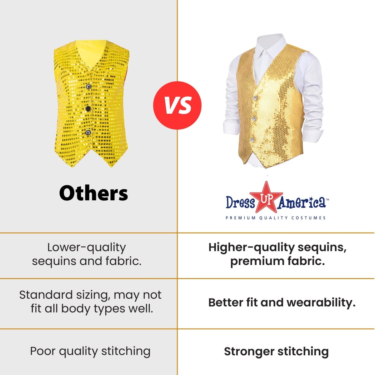 Gold Sequin Vest - Adults