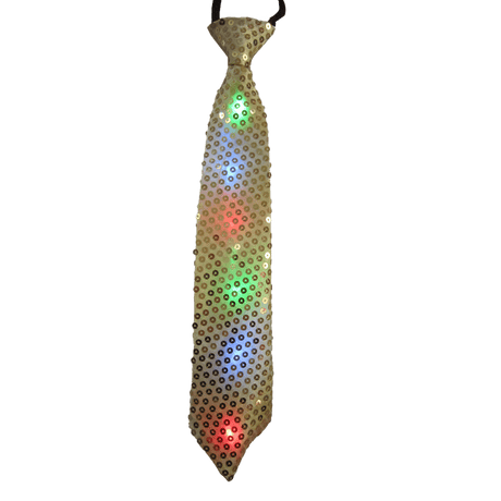 Gold Tie with LED Flashing Lights