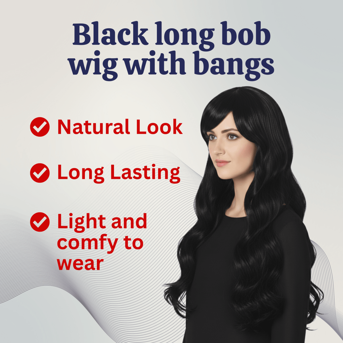 Long Wavy Wig with Bangs