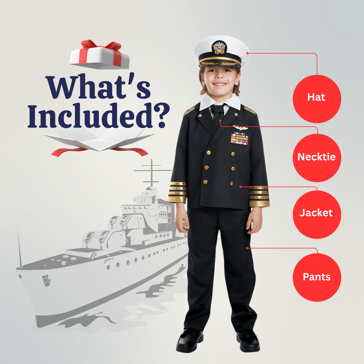 Navy Admiral Costume - Kids