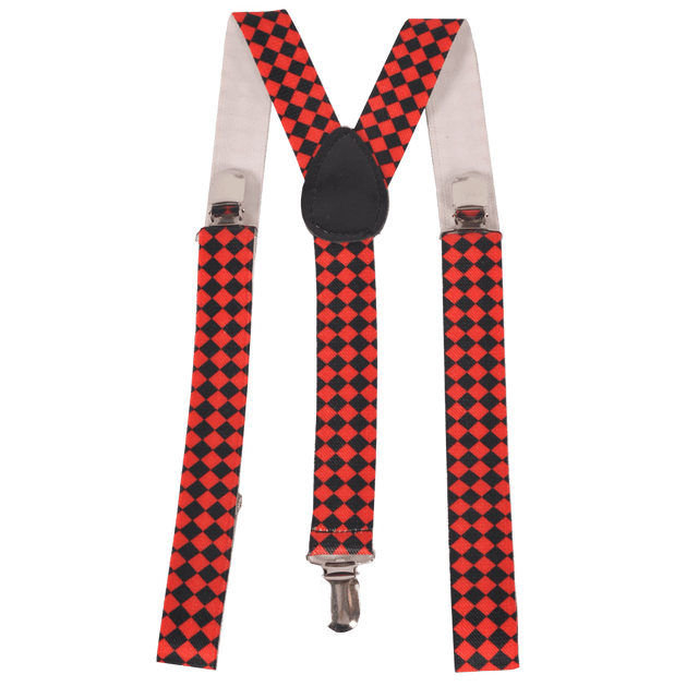 Red Checkerboard Suspenders - Wide