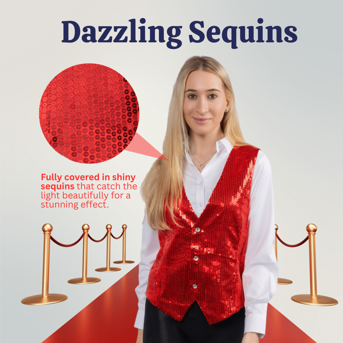 Red Sequin Vest - Adults