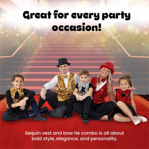 Sequin Vest with Bowtie - Adults