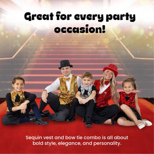 Sequin Vest with Bowtie - Adults
