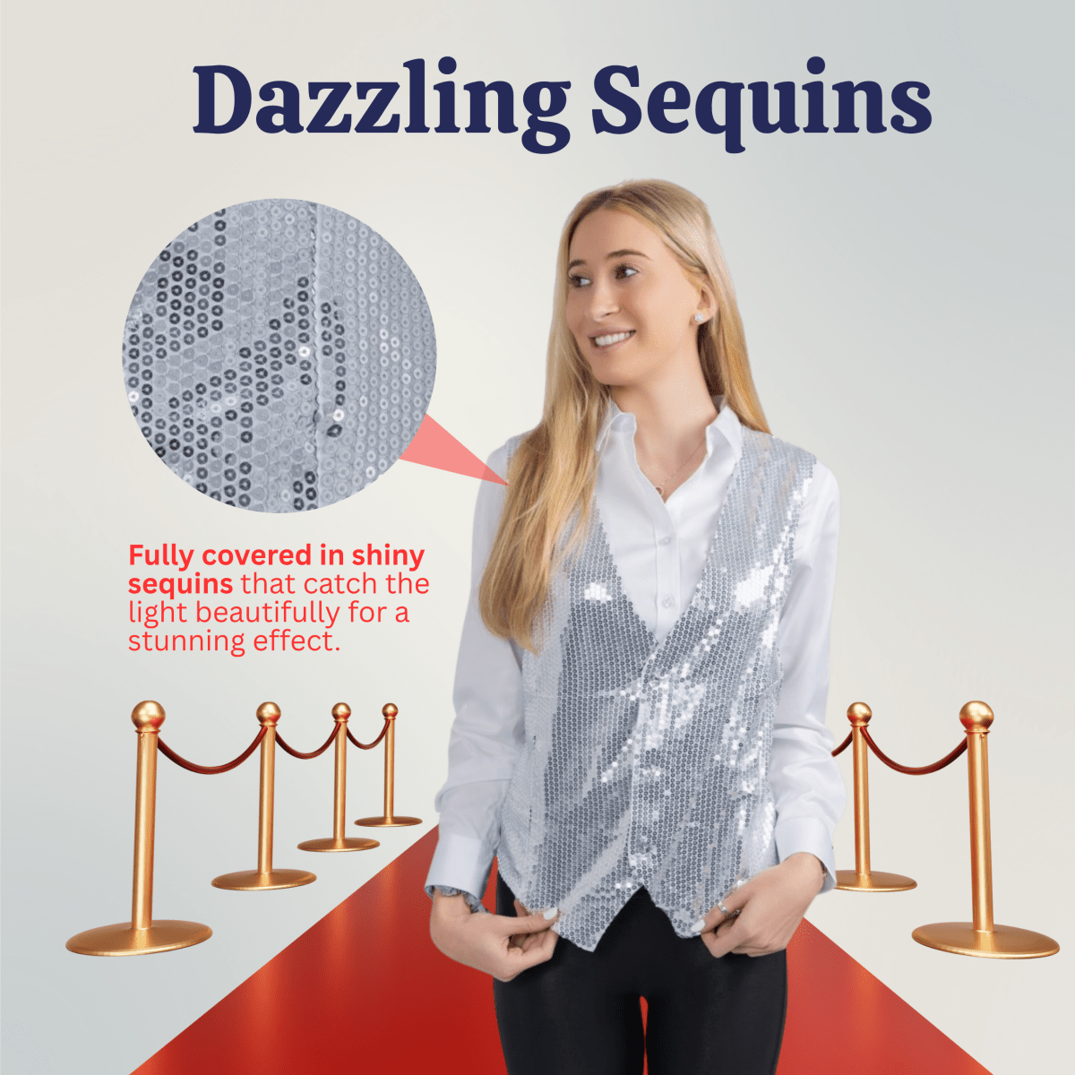 Silver Sequin Vest - Adults