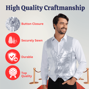 Silver Sequin Vest - Adults