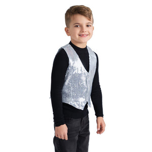 Silver Sequin Vest Kids Dress Up America - Main Image