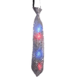 Silver Tie with LED Flashing Lights