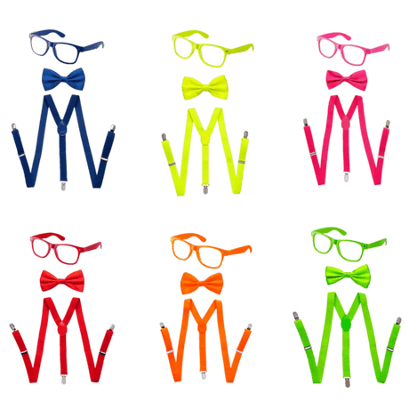 Suspenders, Bowtie and Sunglasses Set - Adults