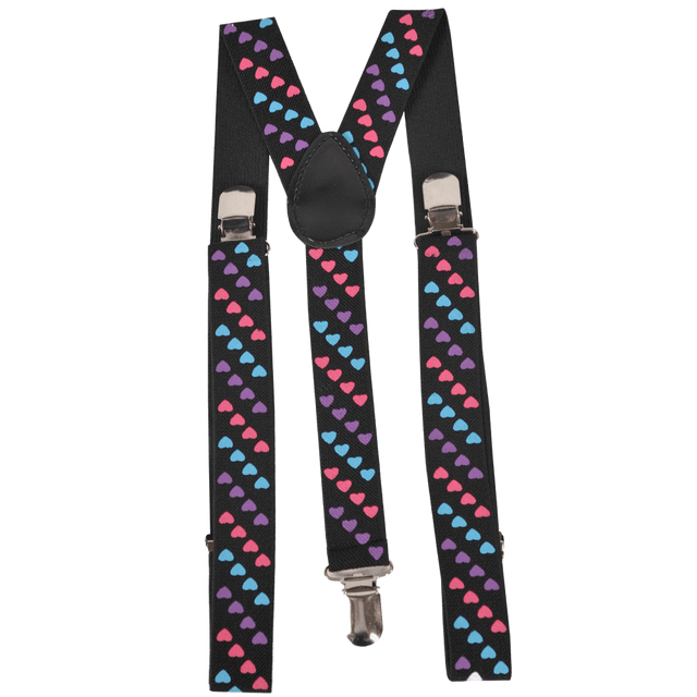 Tri Colored Heart Suspenders