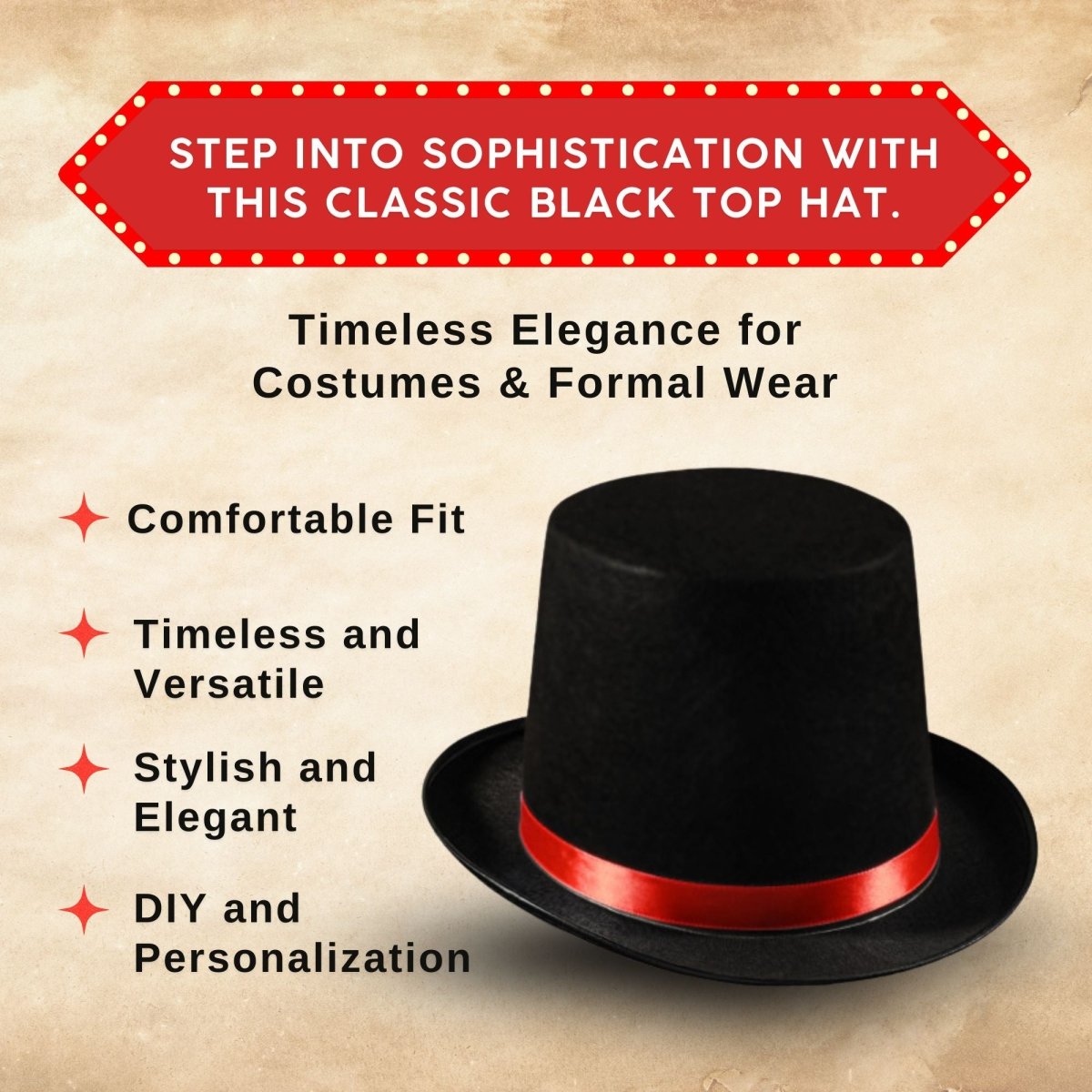 Tuxedo Top Hat - Adults