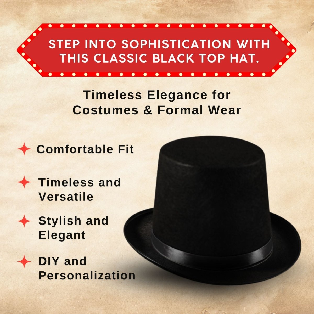 Tuxedo Top Hat - Adults