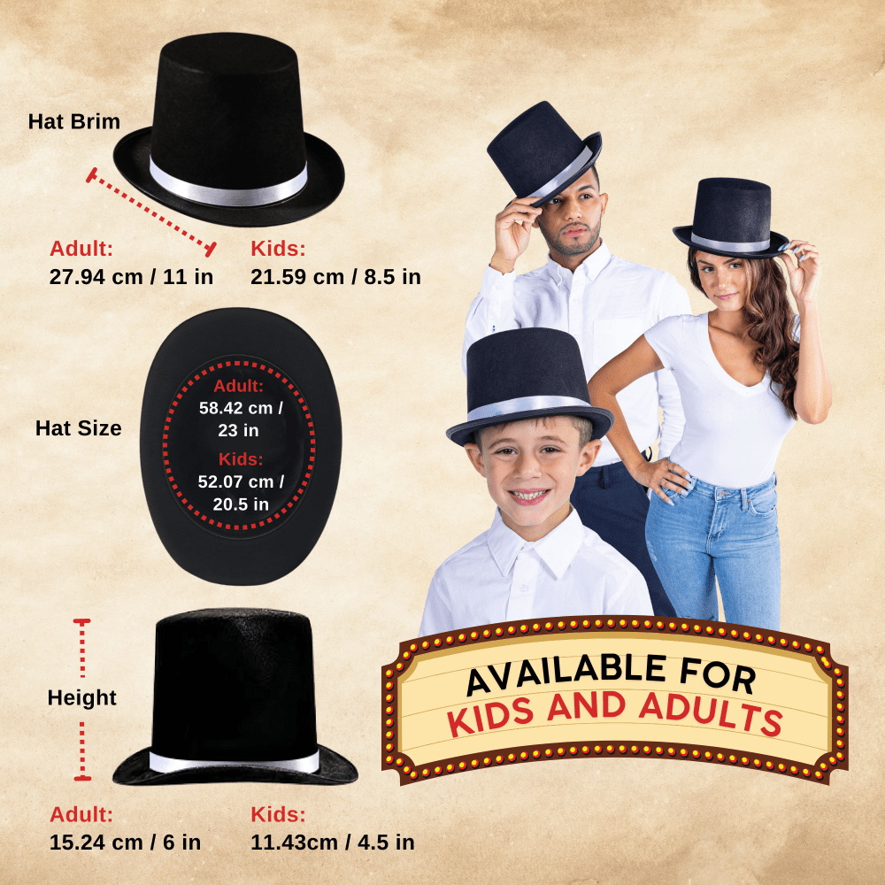 Tuxedo Top Hat - Adults