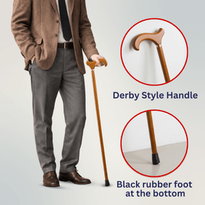 Wooden Cane with Derby Handle
